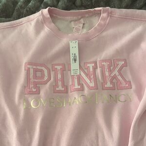 PINK Victoria's Secret love shack fancy pink crew sz S
